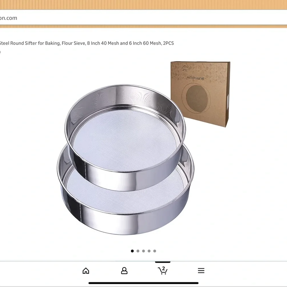 Fine Mesh, Stainless St Round Sifter Flour Sieve, 8 In 40 Mesh & 6 In  60 Mesh